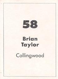 1990 Select AFL Stickers #58 Brian Taylor Back